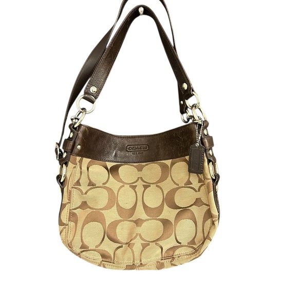 Coach Brown and Tan Signature Shoulder Bag - Picture 1 of 16